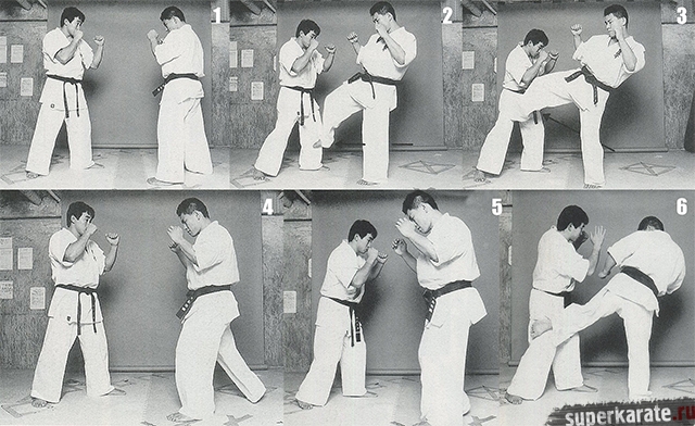 Атака лоу-кик в киокушинкай каратэ, в исполнении Хироки Куросава